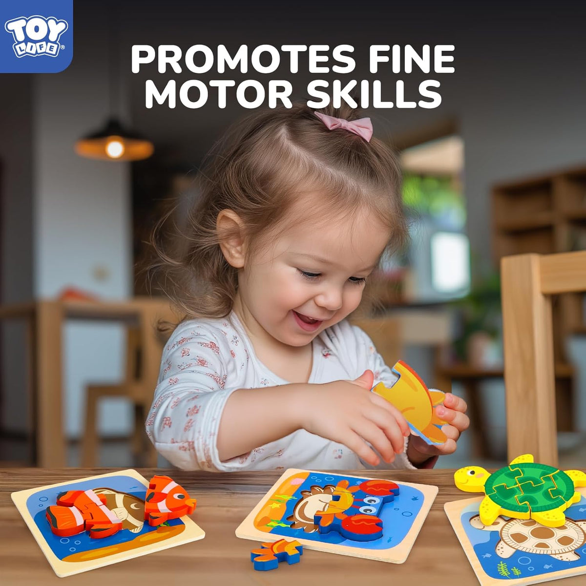 TOY Life Wooden Puzzles for Toddlers 2-4, Sea Animals Puzzles for Toddlers 1-3, Wood Puzzles