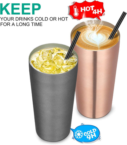 VEGOND 20oz Tumbler Bulk with Lid and Straw 1 Pack, Stainless Steel Vacuum Insulated Tumbler