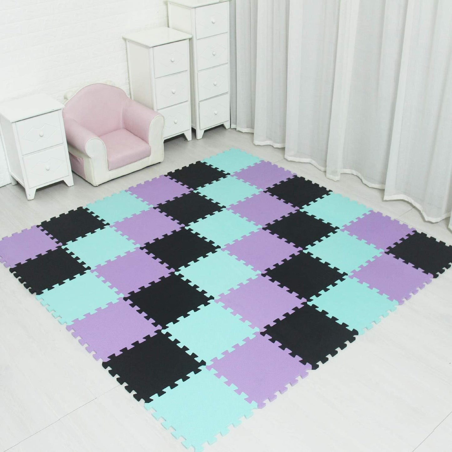 MQIAOHAM® 18 Pieces Puzzle Play Mats, Soft Baby Play Mat, Kids Interlocking Foam Floor Tiles