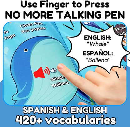 ZEENKIND Spanish & English Talking Learning Book for Kids 2 3 4 5 6 Years Old, 420 Words Toddler