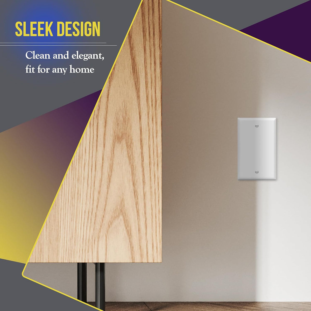 ENERLITES Blank Cover Wall Plate, Gloss Finish, Standard Size 1-Gang 4.50" x 2.76", Polycarbonate