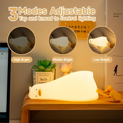 Cute Duck Lamp,Fun Lying Flat Duck/Chicken/Pig/Rabbit/Panda Night Light,LED Squishy Animal Novelty