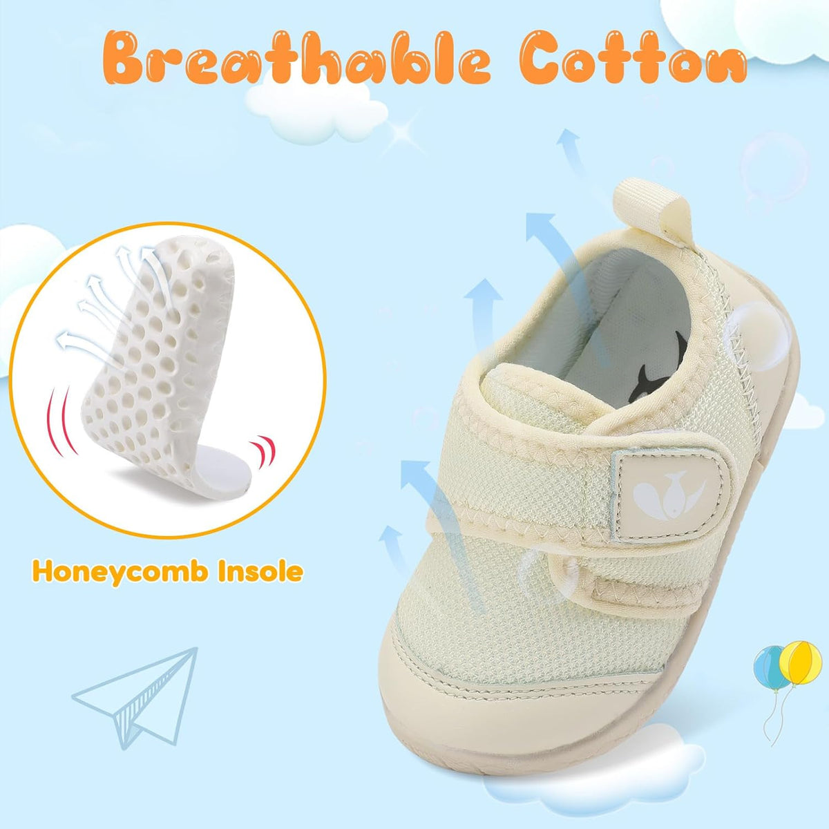 FEETCITY Baby First Walking Shoes Boys Girls Infant Sneakers Crib Shoes Breathable Lightweight Slip