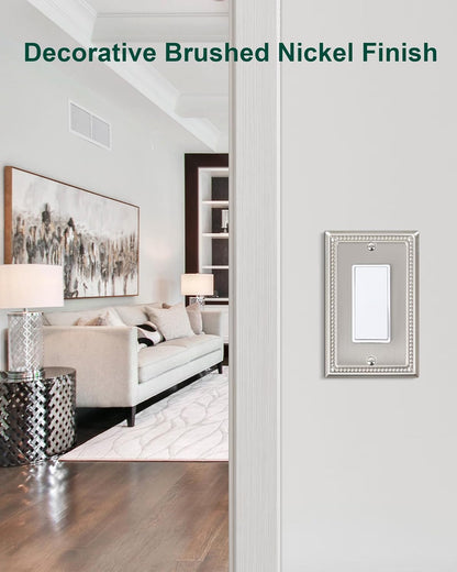 2-Pack Decorator Outlet Cover Plate, Decorative Switch Plates and Outlet Covers, Brushed Nickel