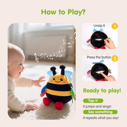 hahaland Baby Toy for 6 + 12 18 Months – Crawling Musical Dancing Bouncing Learning Bee Plush