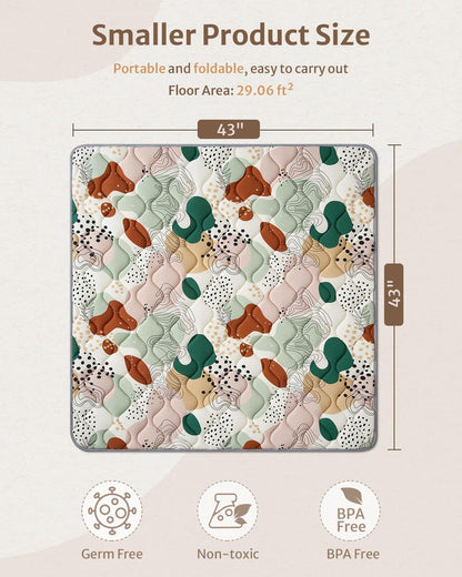 Blissful Diary Portable Baby Play Mats for Floor, Thicken Cushioned Foldable Baby Crawling Mat for