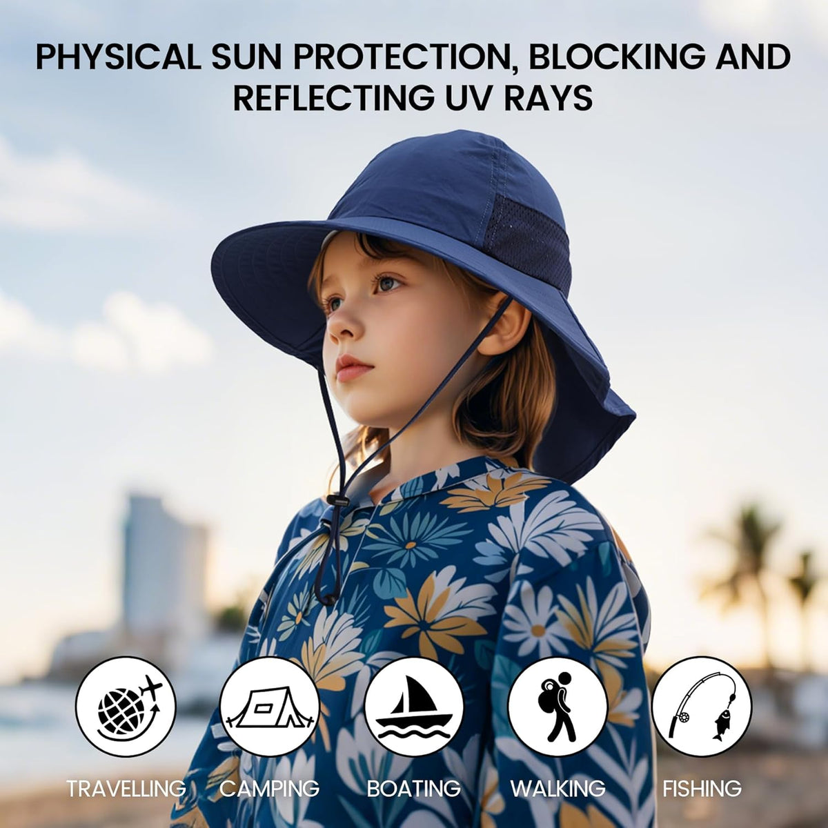 Baby Sun Hat with Neck Flap for Sun Protection Toddler Beach Hat UPF 50+ Outdoors 0-6 Years Boys