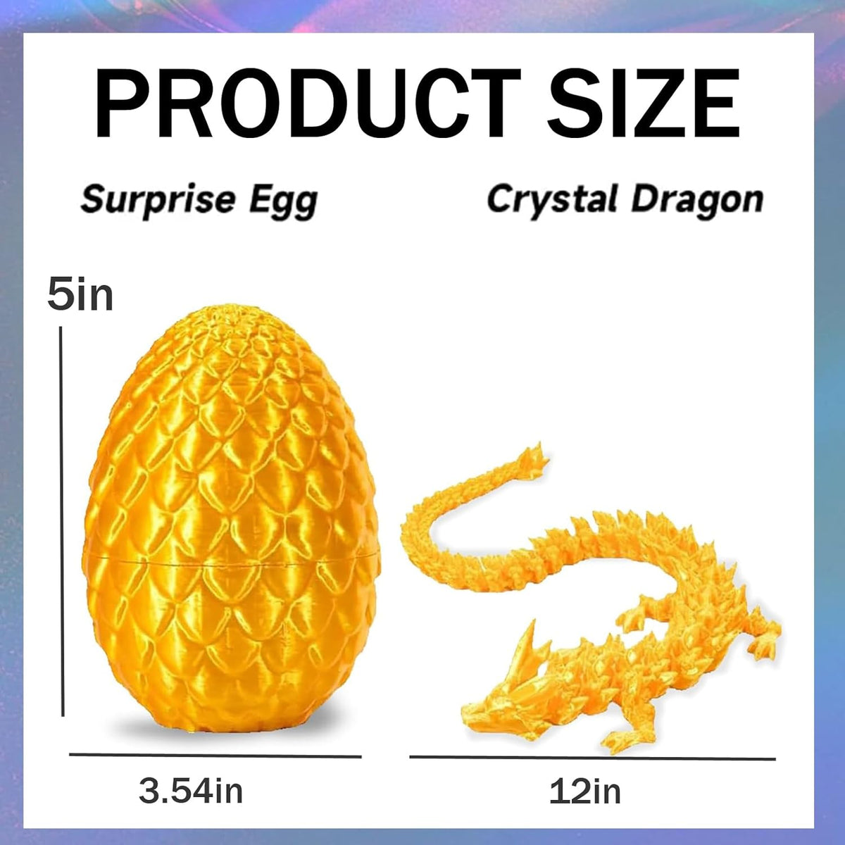 Cessfle 3D Printed Dragon in Egg, Crystal Dragon Eggs with Dragon Inside, Full Articulated Dragon