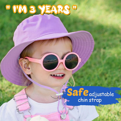 Baby Sun Hat Kids Summer UPF 50+ Toddler Bucket Hat Wide Brim Adjustable Beach Hats for Boys Girls