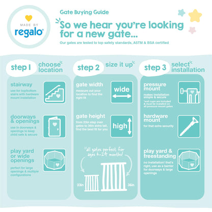 Regalo Safety 28"-42" Extra Wide Baby Gate, Bottom of Stairs & Doorways