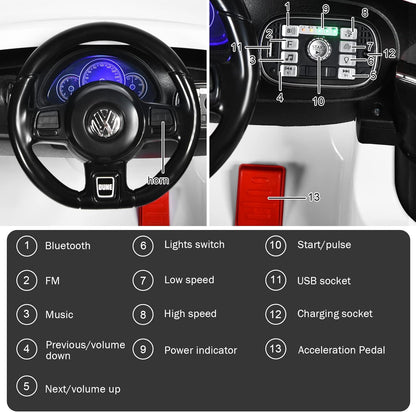 Costzon Ride on Car, 12V Licensed Volkswagen Beetle Battery Powered Vehicle w/Remote Control