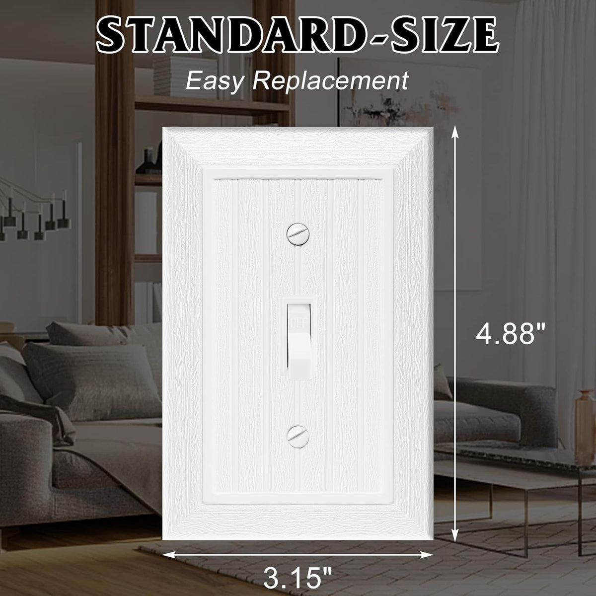 Modern Decorative Wall Plate Switch Plate Outlet Cover, Vintage Retro Wood Grain Design(Single