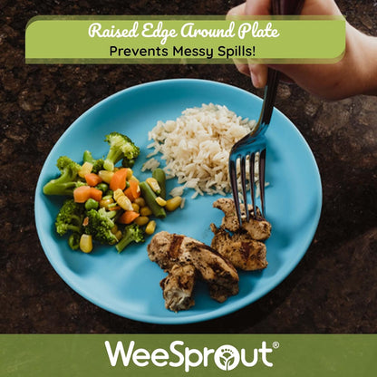 WeeSprout Baby & Toddler Non-Suction Plates with Lids, 100% Food Grade Silicone Plates, Premium