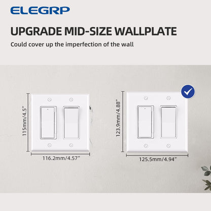 ELEGRP 2-Gang Decorative Wall Plates, Mid-Size 4.88" H x 4.94" L Unbreakable Thermoplastic
