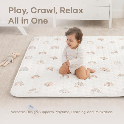 Comfy Cubs Rectangle Kids Play Mat - Medium 48 x 72 inches Soft Quilted Baby Floor Mat with