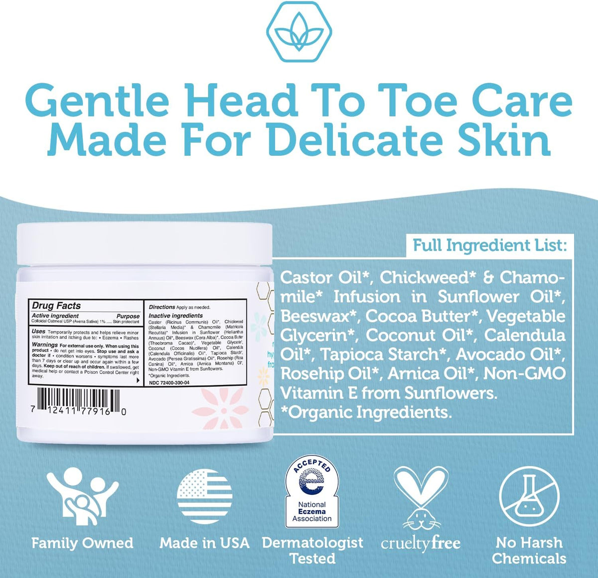 Era Organics Healing Ointment for Babies - USDA Certified Organic Natural Moisturizer Gentle on