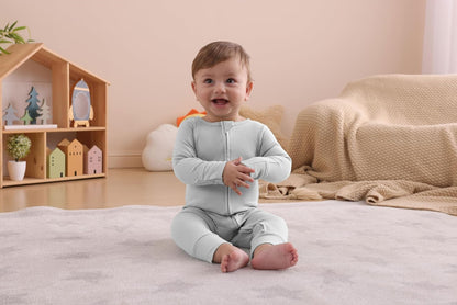 GUISBY Long Sleeve Cotton Pajamas Footless Baby Bodysuits with Zipper and Mittens 3-Pack for Boys
