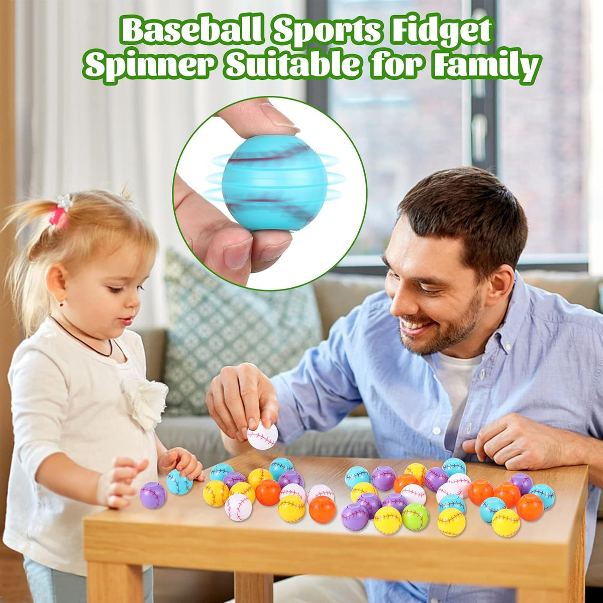 SCIONE 36pack Baseball Party Favors for Kids 4-8 8-12 Baseball Sports Fidget Spinner Goodie Bag