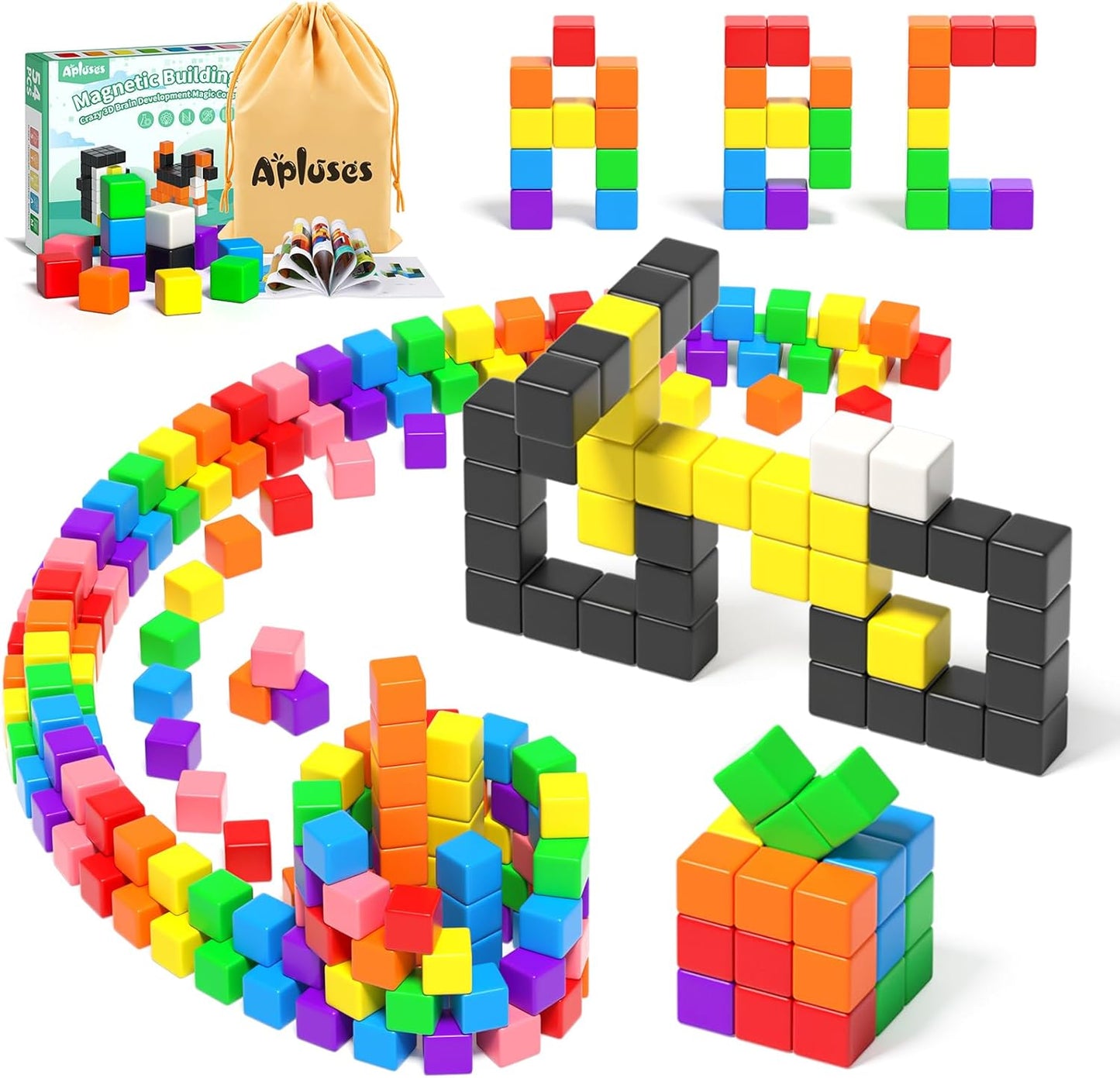 54 PCS Magnetic Blocks, Magnetic Building Blocks for Toddlers 3+, Montessori Toys, Magnet Cubes
