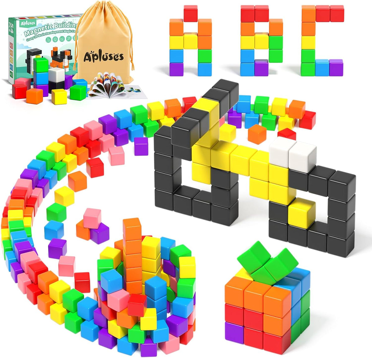 54 PCS Magnetic Blocks, Magnetic Building Blocks for Toddlers 3+, Montessori Toys, Magnet Cubes