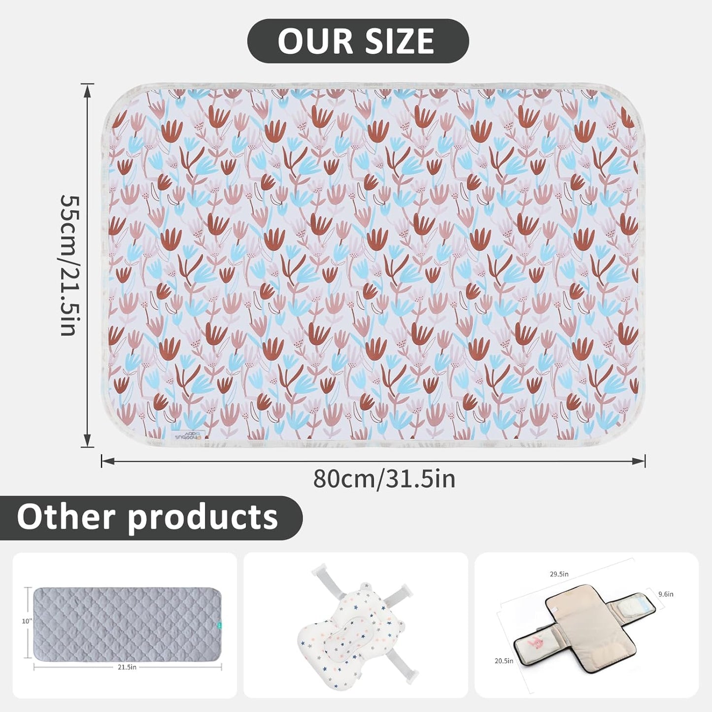 Baby Diaper Changing Pad, 21 5/8" x 31.5" Waterproof Changing Pad Liners - Reusable Soft and