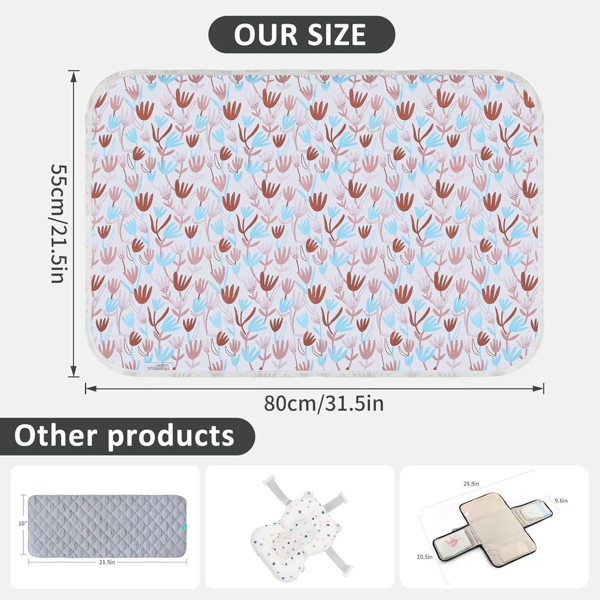 Baby Diaper Changing Pad, 21 5/8" x 31.5" Waterproof Changing Pad Liners - Reusable Soft and