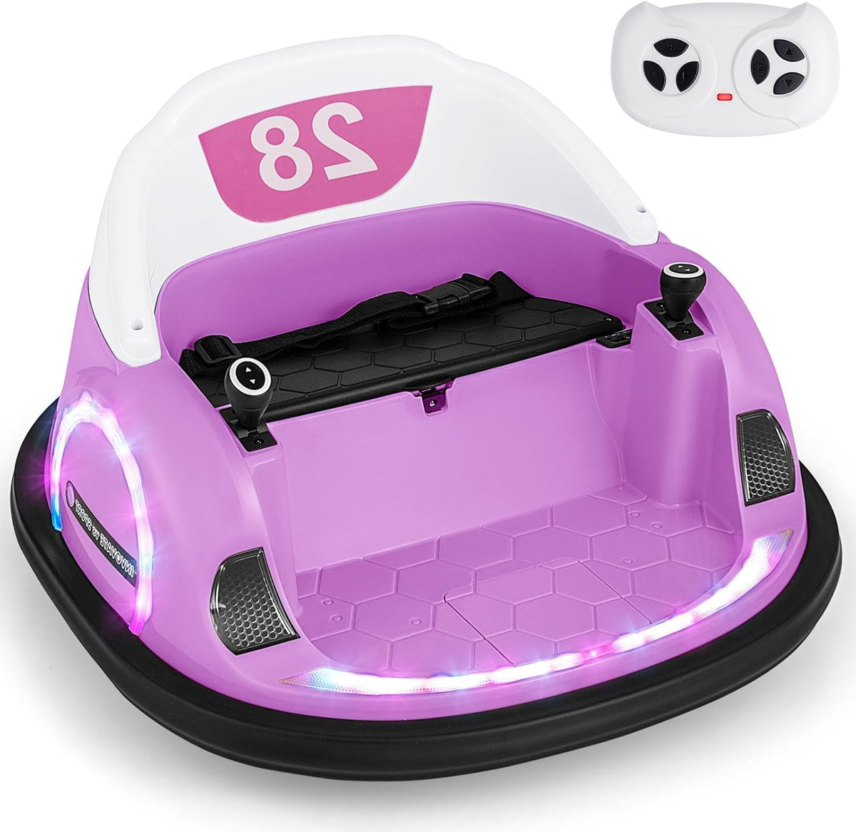 GLACER 12V Bumper Car, Electric Kids Bumper Car w/Parental Remote, 3-Speed, 360°Spin, Music, LED