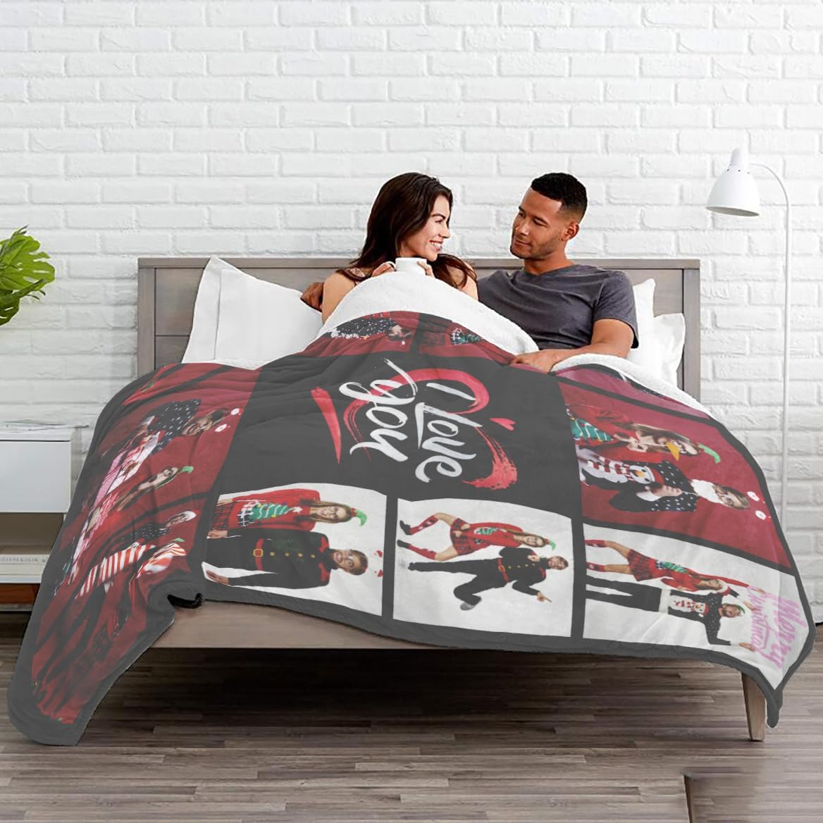 Custom Photo Blankets with Text, I Love You Halloween Decoration Gifts for Girlfriend Boyfriend