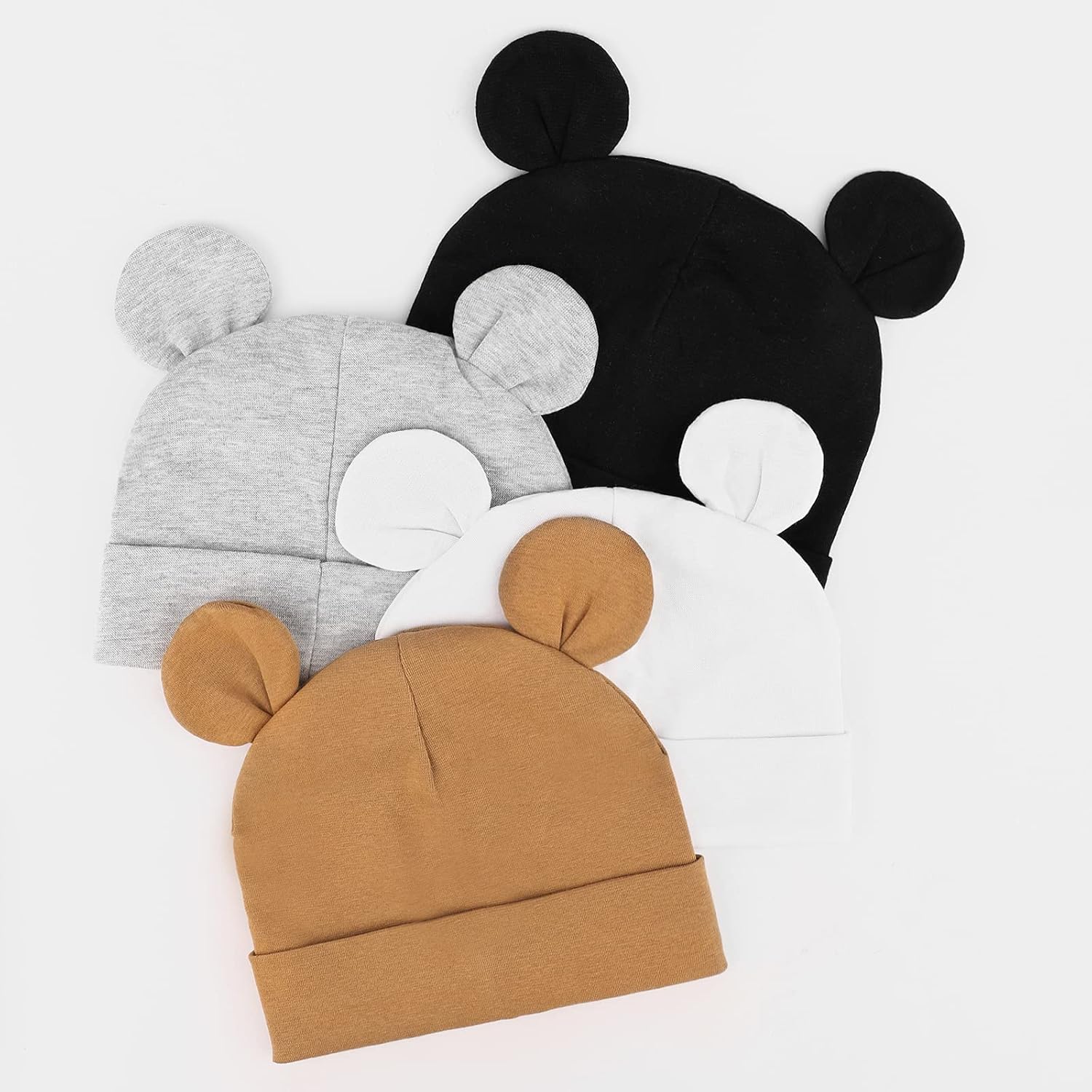 DRESHOW BQUBO 4 Pieces Baby Beanie Newborn Toddler Soft Cute Knit Hat Hospital Hats for Baby Boys
