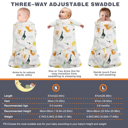 Swaddle-Blanket Baby Girl & Boy Swaddles Newborn Infant Transition 100% Cotton Wrap Blankets, 3-Way