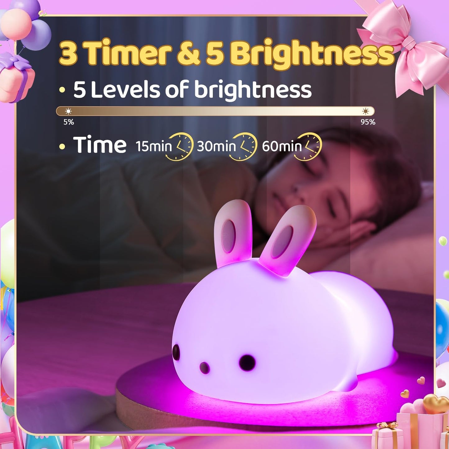 One Fire Night Light for Kids Room, Timer Baby Toddler Nursery Animal Battery Remote Kawaii Night