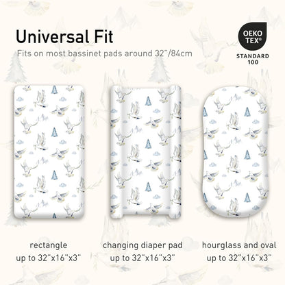 Gllquen Baby Bassinet Sheets 4 Pack, Breathable Cozy Fitted Mattress Sheet, Elastic Travel Crib