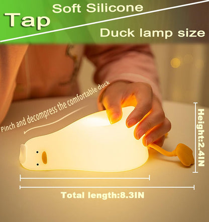 DREAMING MY DREAM Cute Duck Night Light,Rechargeable Fun Lying Flat Duck Lamp,LED Squishy Animal