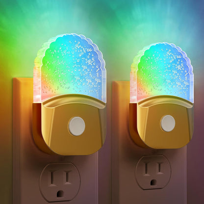 Night Lights Plug into Wall, 2 Pack, Night Light Color Changing, LED Acrylic 8 Colors RGB, Gold