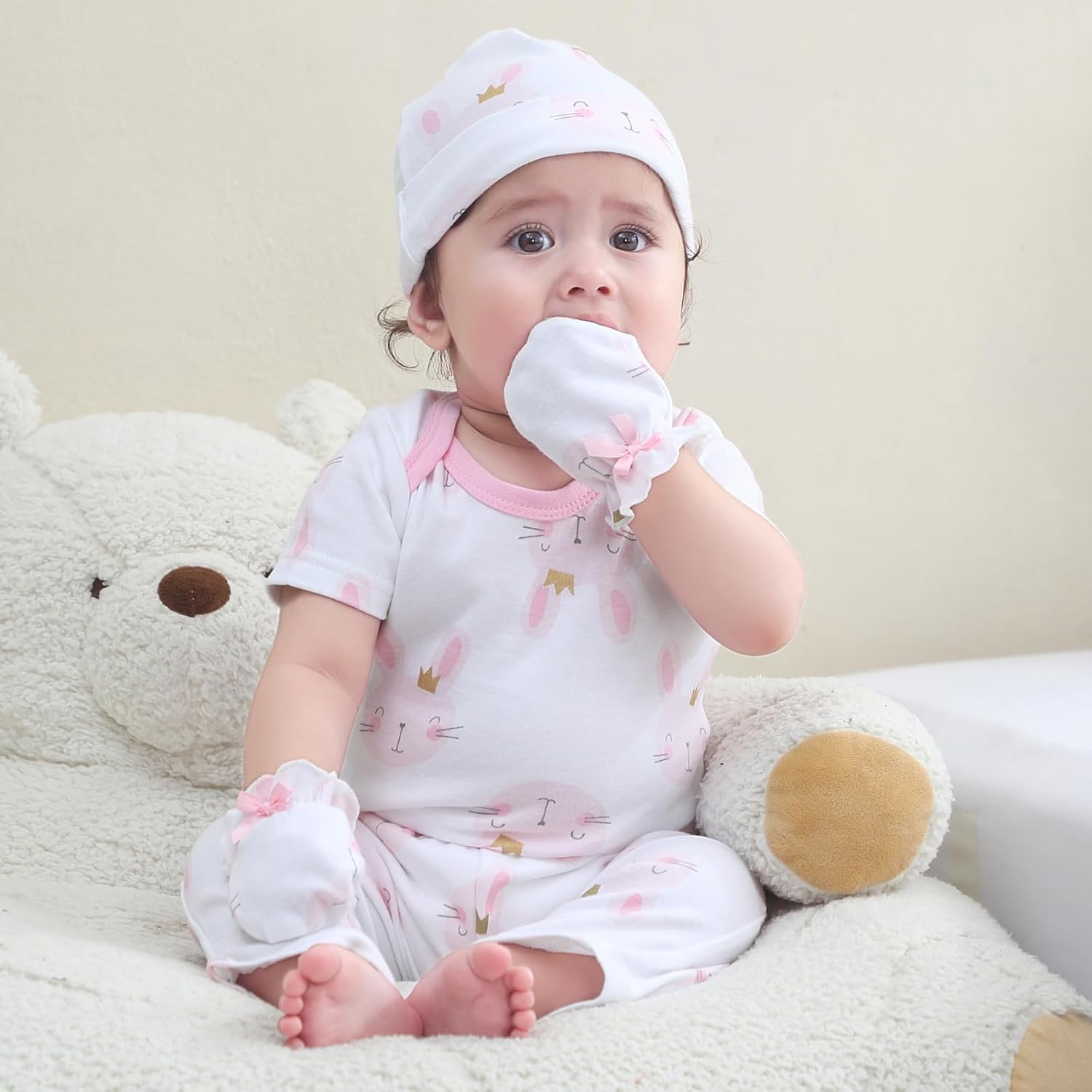 Baby Hats Mittens and Socks Set Cotton Newborn Hat Beanie Soft Infant Girls Boys Caps Gloves 0-6