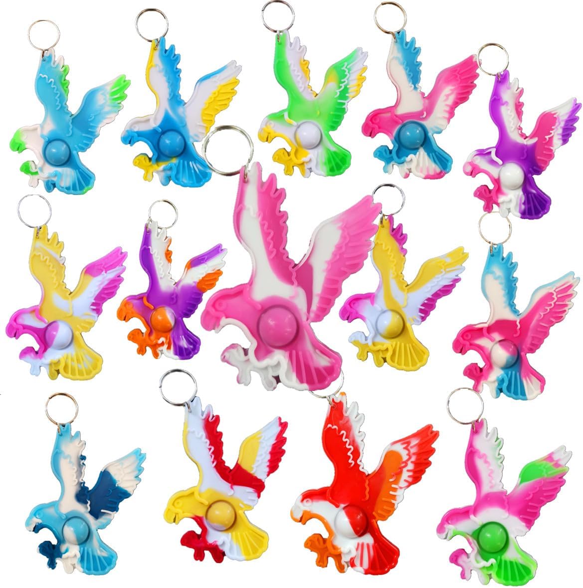 24 Packs Bulk Mini pop Fidget Keychain , Birthday for Boys and Girls Kids Party Favors Supplies and
