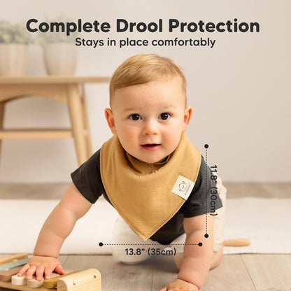 8-Pack Organic Baby Bandana Bibs for Boys, Girls - Super Absorbent Triangle Baby Bibs for Drooling