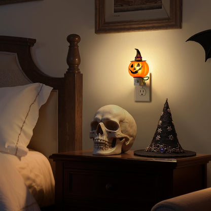DORESshop Pumpkin Night Light, 3000K Night Lights Plug into Wall,Cute & Funny Halloween Decor Night
