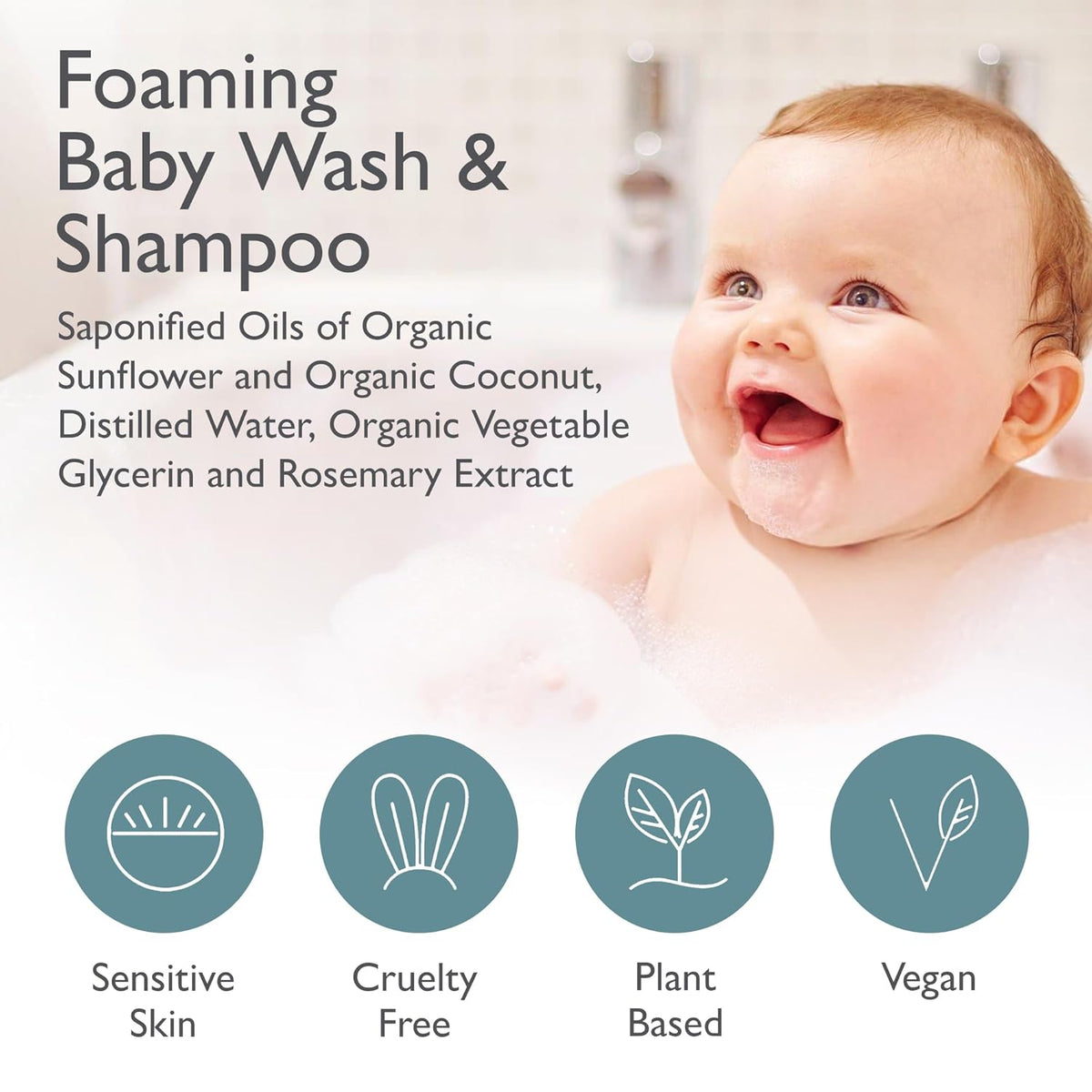 SoCal Suds & Company Gentle Botanical Baby Wash for Sensitive Skin - 2-in-1 Organic Foaming Shampoo