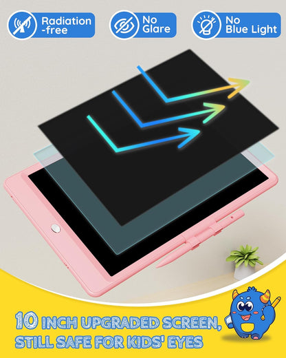 TEKFUN LCD Writing Tablet Doodle Board, 10inch Colorful Drawing Pad for Kids, Mess Free Coloring