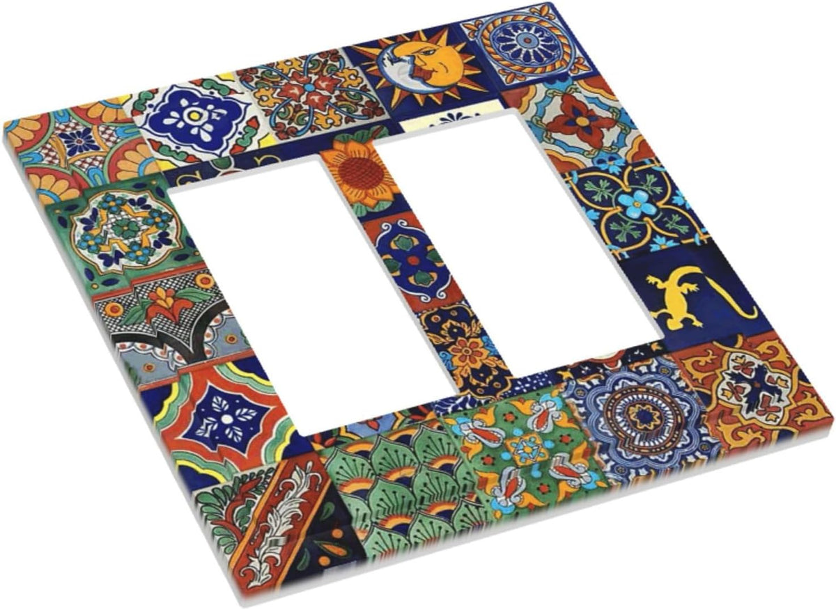 Talavera Mexican Tiles Traditional Color Decoration Print Decorative Outlet Covers 2 Gang Double