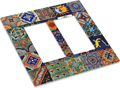 Talavera Mexican Tiles Traditional Color Decoration Print Decorative Outlet Covers 2 Gang Double
