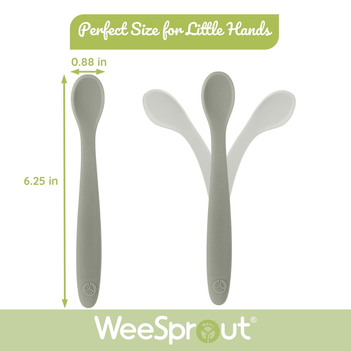 WeeSprout Silicone Baby Spoons - First Stage Infant Feeding Utensils With Soft-Tip, Bendable