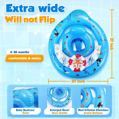 Baby Pool Float with Canopy Upf50+ Sun Protection, Baby Swimming Float