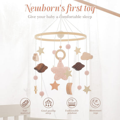 Baby Crib Mobile for Boys Girls| Boho Nursery Mobile| Gender Neutral Hand-Crocheted Mobile| Ceiling