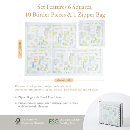 Premium Baby Foam Play Mats -Stylish Floor & Exercise Puzzle Mat for Toddlers & Kids- 6 Soft