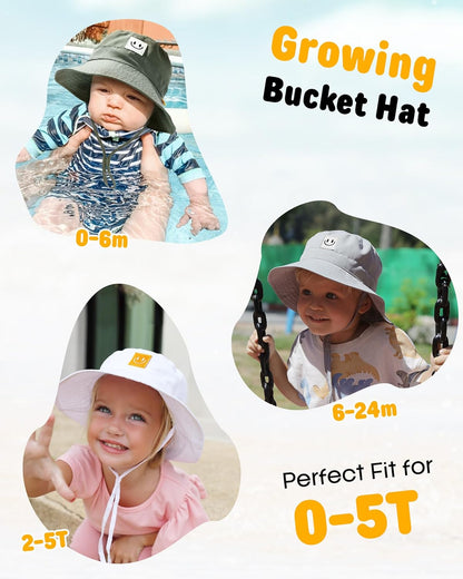 FURTALK Baby Sun Hat Smile Face Toddler Boys Girls Bucket Hat 0-5 Years Kids UPF 50+ Sun Protection