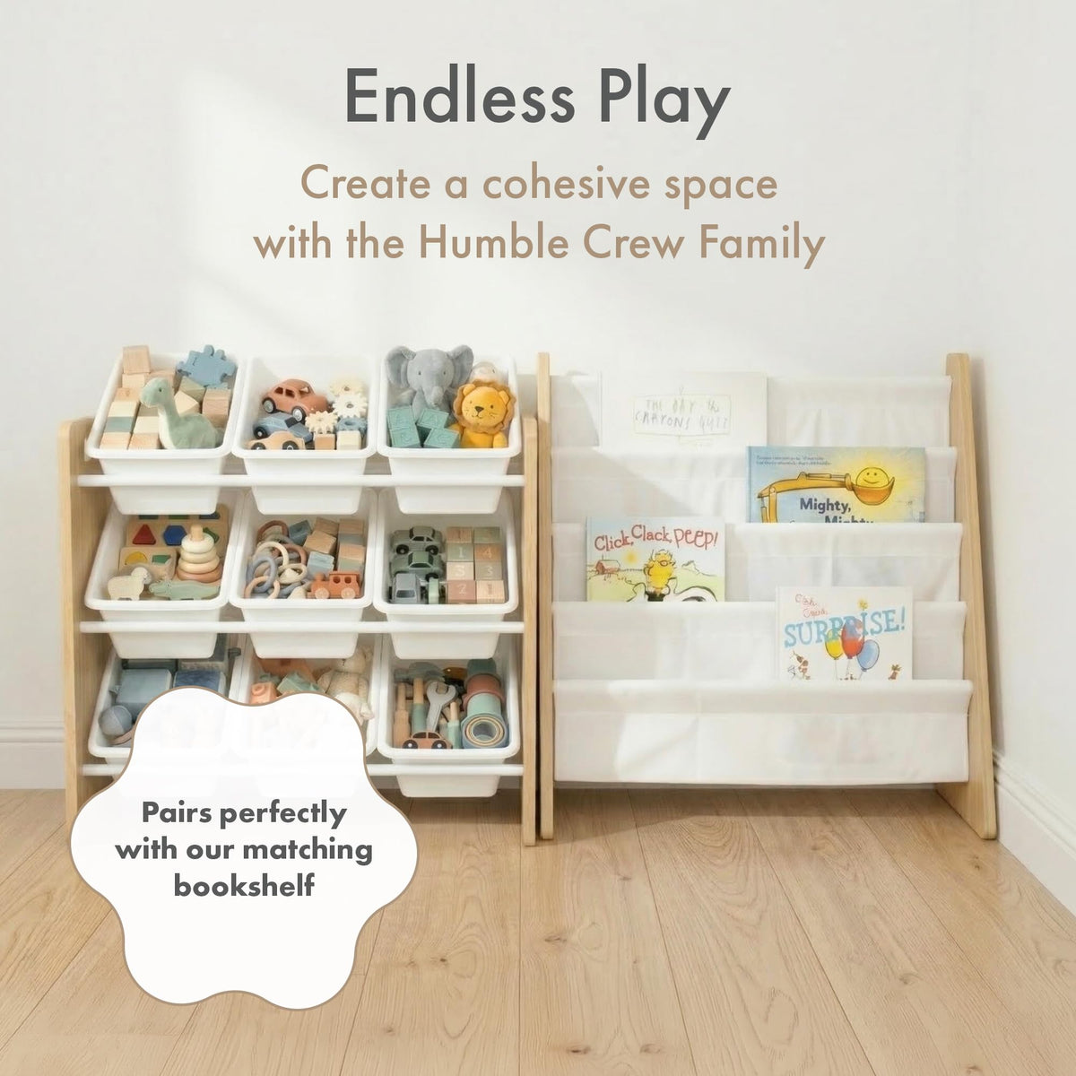 Humble Crew Kids Toy Organizer with 9 Bins, 3 Tier Storage for Playroom