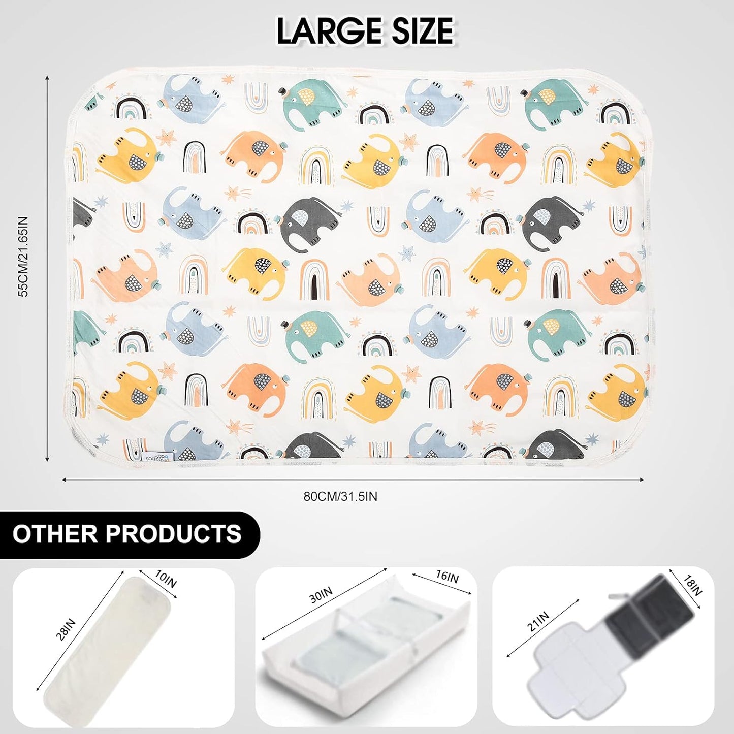 Baby Diaper Changing Pad, 21 5/8" x 31.5" Waterproof Changing Pad Liners - Reusable Soft and