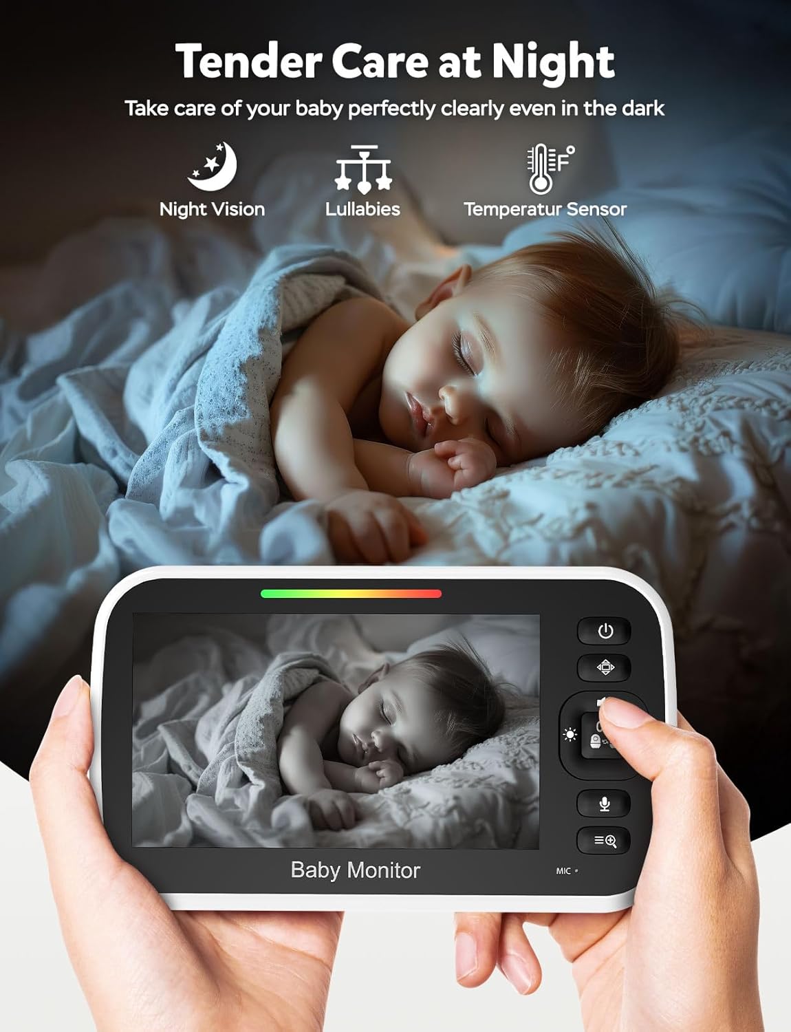 GoodBaby Baby Monitor with Camera and Audio - No WiFi, Remote Pan-Tilt-Zoom, Night Vision